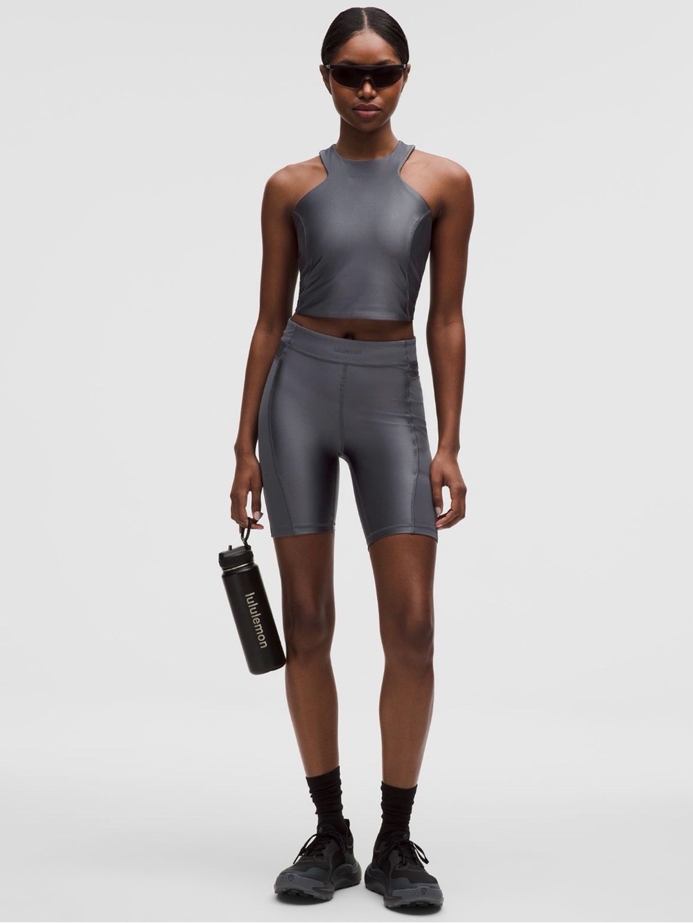 Lululemon High-Rise satin shine Bike Shorts - Coal color